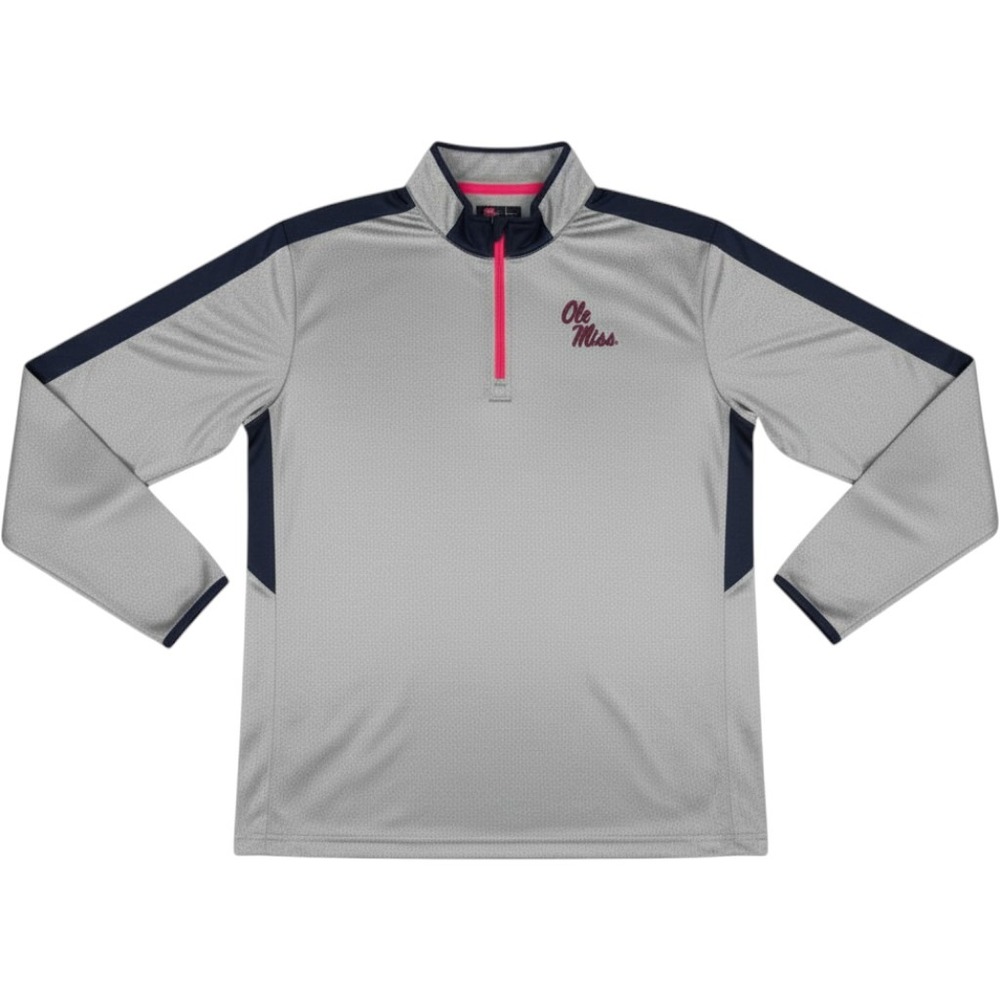 Ole Miss Rebels Quarter Zip Pullover Mens XL Gray NCAA Top Colosseum Brand EUC